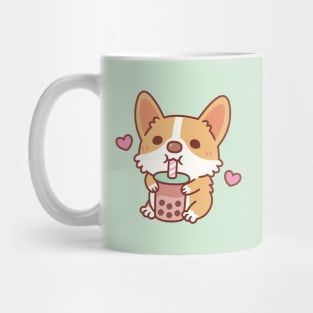 Cute Corgi Loves Drinking Bubble Tea Mug